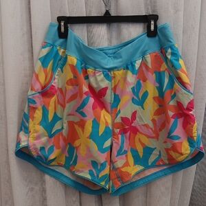 Land's End Woman Turquoise Multi Floral Swim Shorts